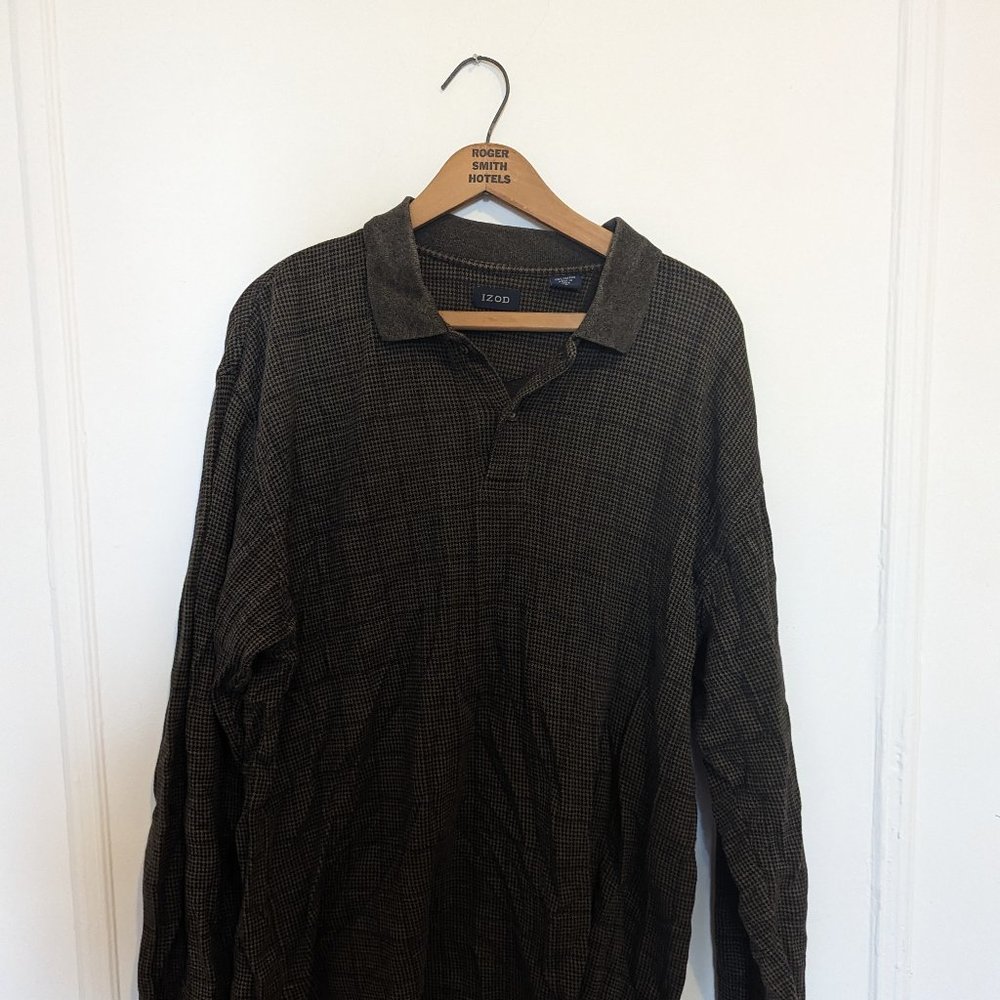 Izod Green Plaid Long-Sleeve Sweater - Men's Large